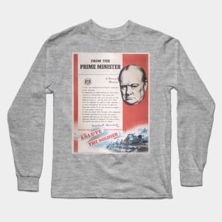 British wartime poster. Restored Print Of Winston Churchill Long Sleeve T-Shirt